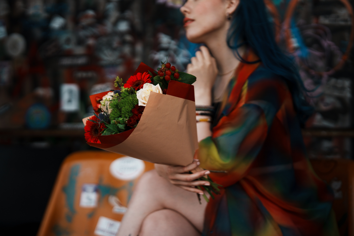 Magnolia Skirt Red with flowers